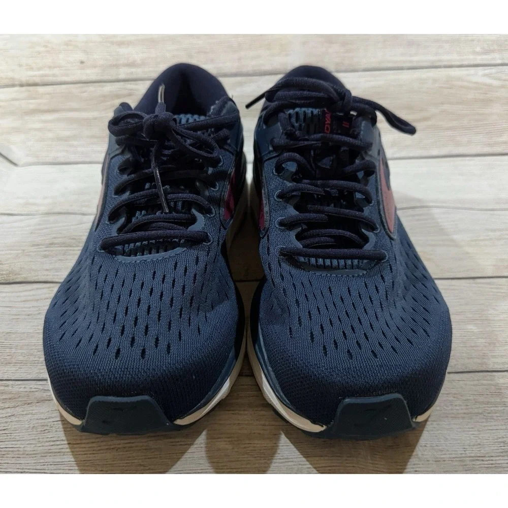 Womens Brooks DYAD 11 Navy Blue Beet Root Athletic Running Shoes Sz 10.5 Wide